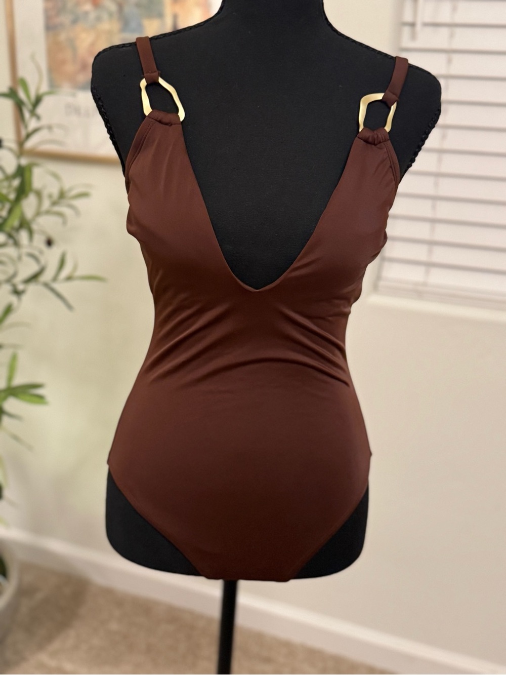 sofia by sofia vergara brown one piece bathing suit